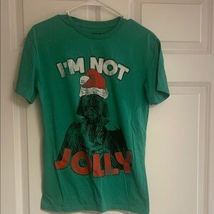 Darth Vader Green Graphic T-Shirt with Holiday Print “I’m not jolly”
